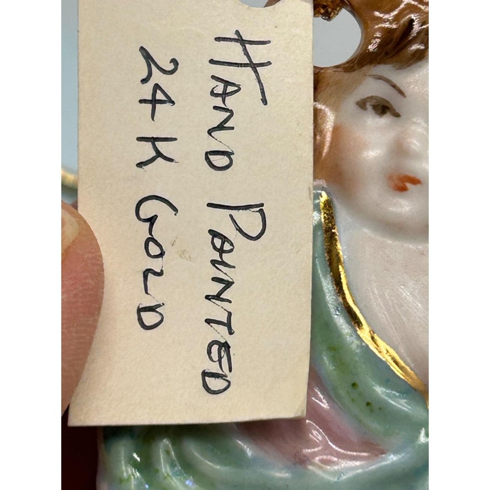 Vintage COULTER'S CHINA 24K Hand Painted Angel Christmas Ornament NOS - Picture 3 of 7
